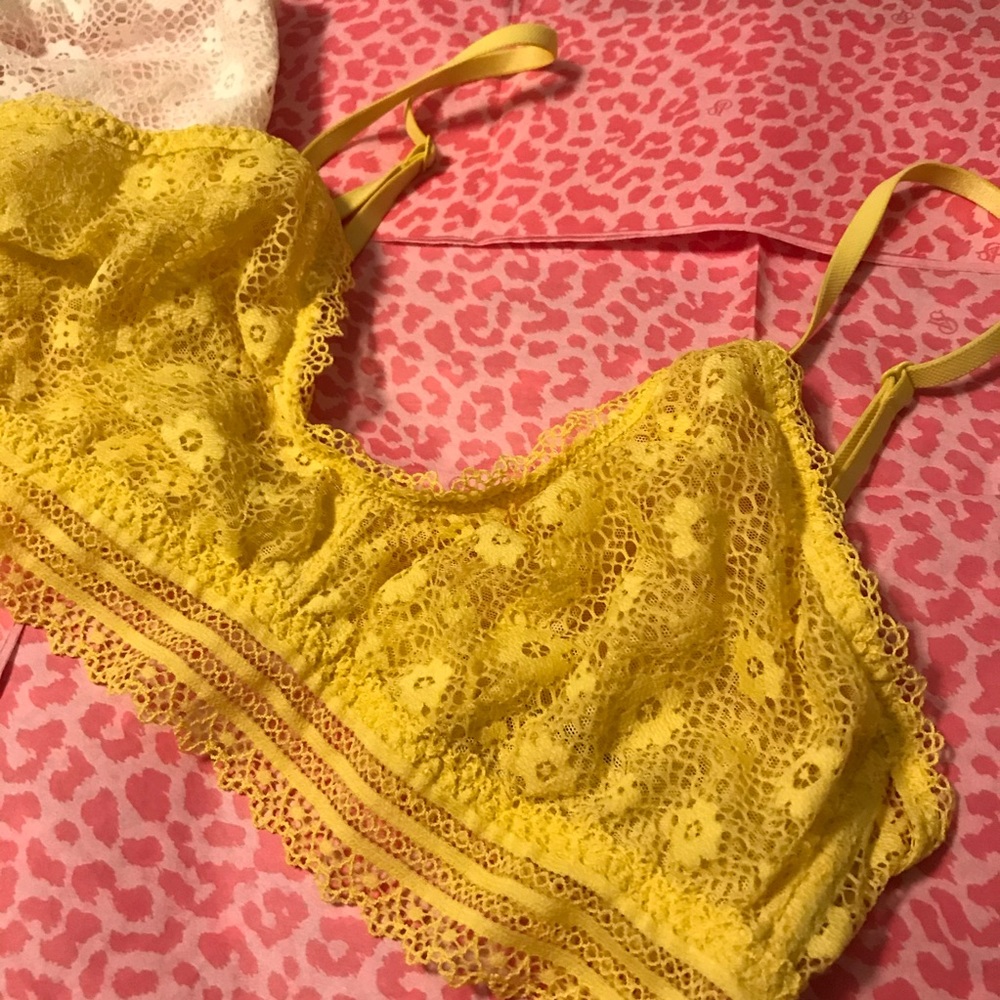Victoria's Secret Bralette Lace Bundle Yellow White Size Medium - Picture 5 of 10